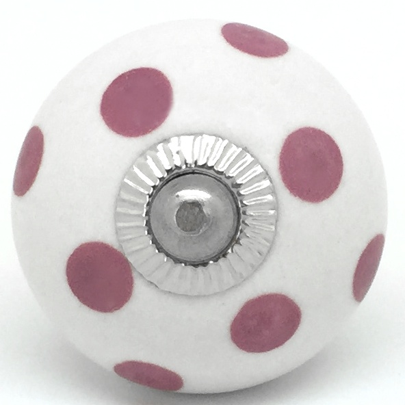 CK047 White with Cherry Pink Polka Dots