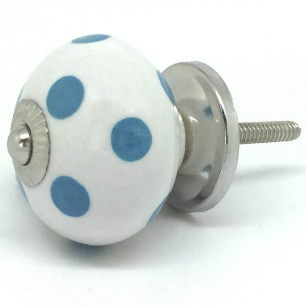 CK052 White with Marina Blue Polka Dot