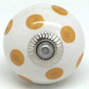 CK075 White with Mustard Yellow Polka Dots