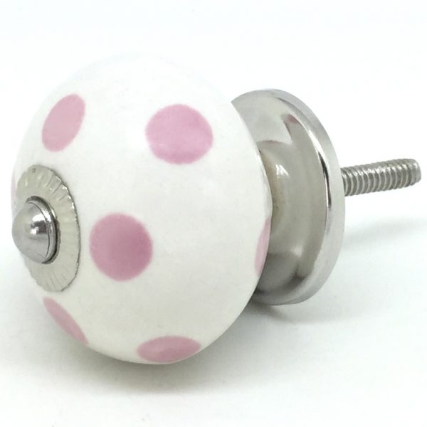 CK254 White with Petal Pink Polka Dots
