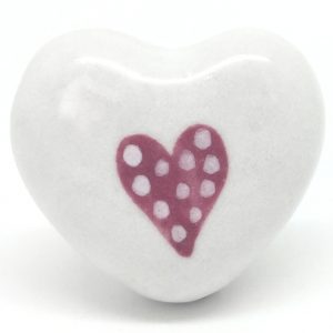 CK447 White Heart with Cherry Pink Dotty Heart